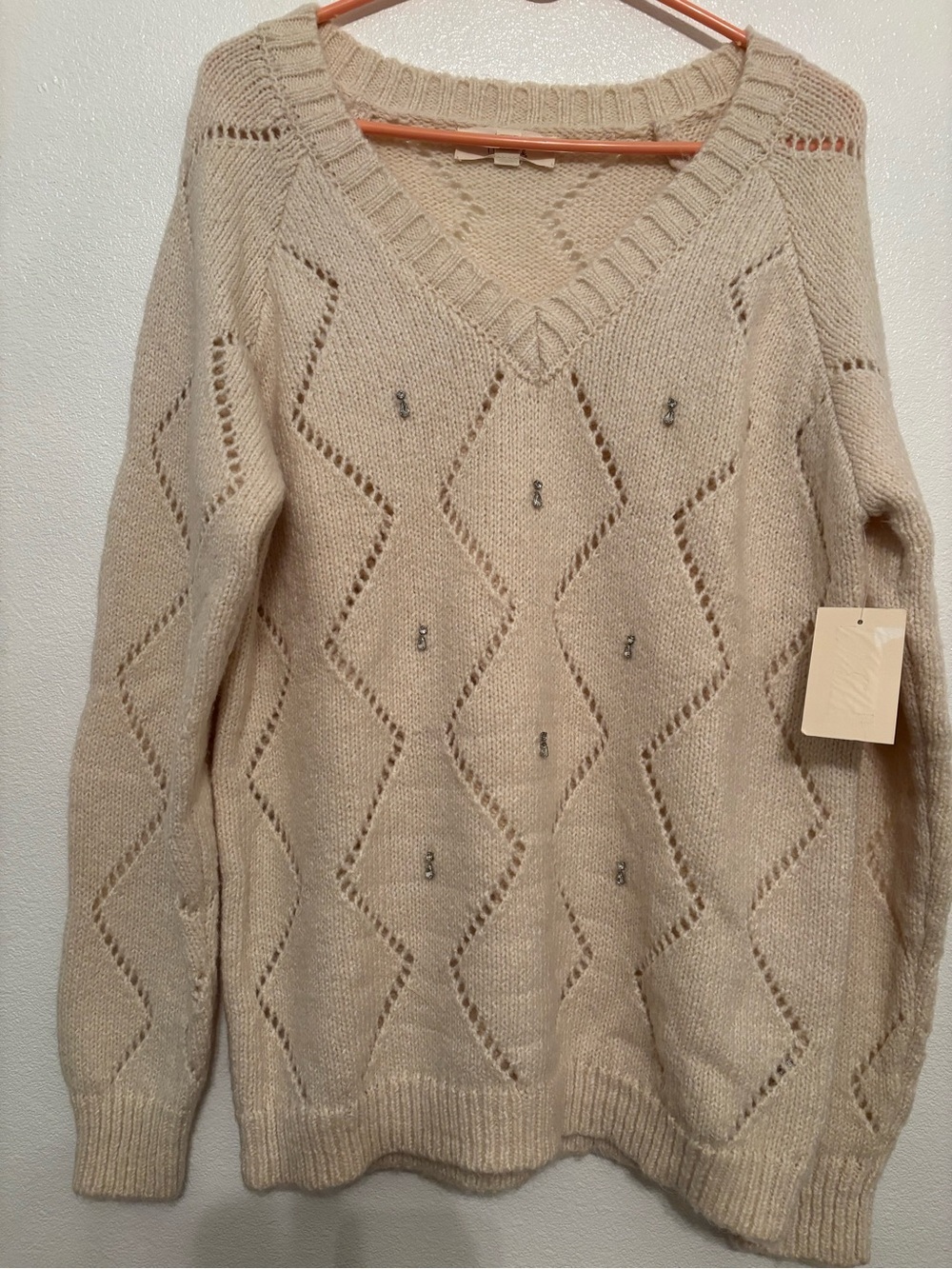 Nurture by westbound soft rhinestone detail sweater NWT L